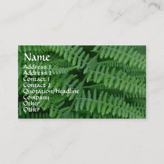 Green Ferns Nature Fotografy Business Card Visitenkarte (Vorderseite)
