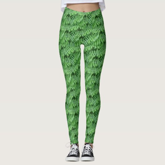 Green Ferns Nature Pattern Leggings (Vorderseite)