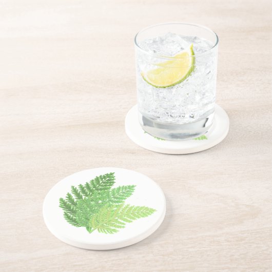 Green Ferns Sandstein Untersetzer (Seite)