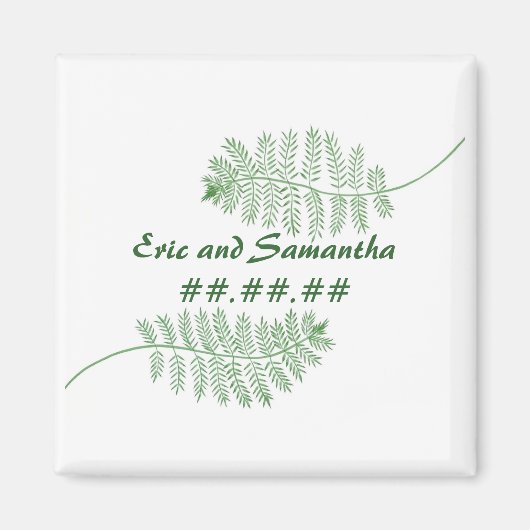 Green Ferns Speichern Sie das Datum der Hochzeitsm Magnet (Vorne)