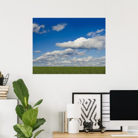 green filed, blue sky, white cloud poster (Heimbüro)
