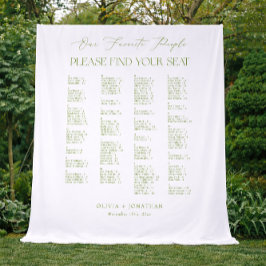 Green Find Your Seat Fabric Wedding Seating Chart  Wandteppich