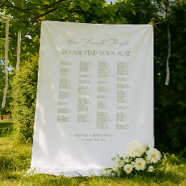 Green Find Your Seat Fabric Wedding Seating Chart  Wandteppich
