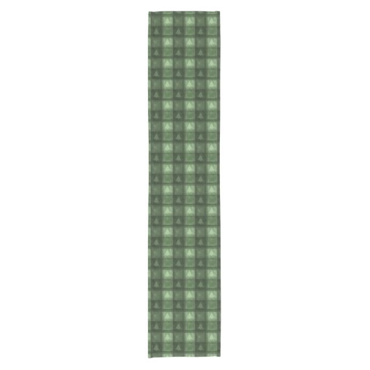Green Fir Tree Pattern Textured Plaid Christmas Kurzer Tischläufer (Vorderseite)