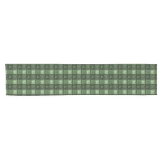 Green Fir Tree Pattern Textured Plaid Christmas Kurzer Tischläufer (Horizontal)