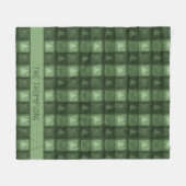 Green Fir Tree Plaid With Custom Name Christmas Fleecedecke (Vorderseite (Horizontal))