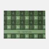 Green Fir Trees Plaid With Custom Name Christmas Fußmatte (Vorderseite)