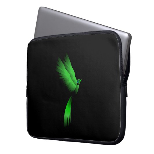 Green Fire Bird Laptopschutzhülle (Vorderseite Links)