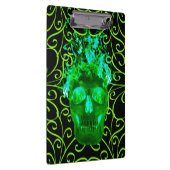 Green Fire Skull Clipboard Klemmbrett (Rechts)