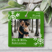 Green First Christmas Mr. & Mrs. Custom Foto Keramikornament