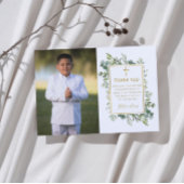 Green First Communion Danke Karte