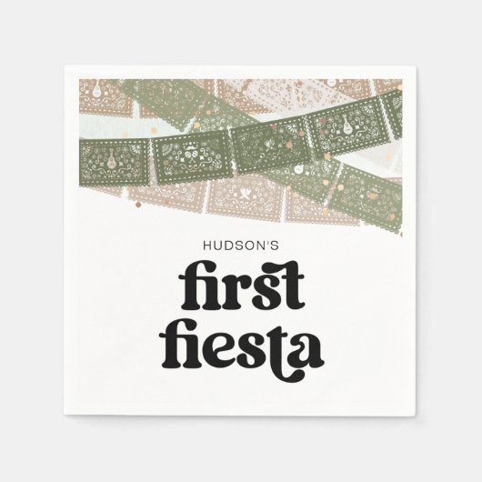 Green First Fiesta Geburtstagsparty Napkins Serviette (Vorderseite)