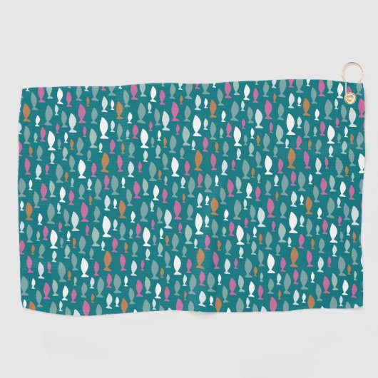 Green Fish Shoal Golfhandtuch (Horizontal)