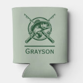 Green Fisherman Pole und Fische Personalisiert Dosenkühler (Rückseite)