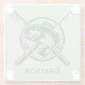 Green Fisherman Pole und Fische Personalisiert Glasuntersetzer (Rückseite)