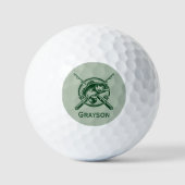 Green Fisherman Pole und Fische Personalisiert Golfball (Vorderseite)