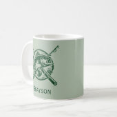 Green Fisherman Pole und Fische Personalisiert Kaffeetasse (Vorderseite Links)