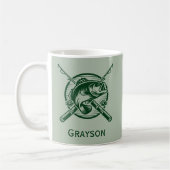 Green Fisherman Pole und Fische Personalisiert Kaffeetasse (Links)