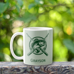 Green Fisherman Pole und Fische Personalisiert Kaffeetasse