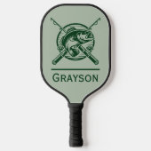 Green Fisherman Pole und Fische Personalisiert Pickleball Schläger (Vorderseite)