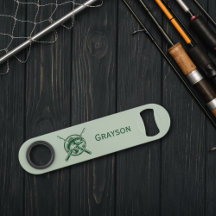 Green Fisherman Pole und Fische Personalisiert