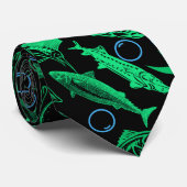 Green Fishing Muster 10.w Black BG Krawatte (Gerollt)