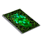 Green Flame Skull Spiral Notebook Notizblock (Rechte Seite)