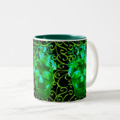 Green Flame Skull-Tasse Zweifarbige Tasse (VorderseiteRechts)