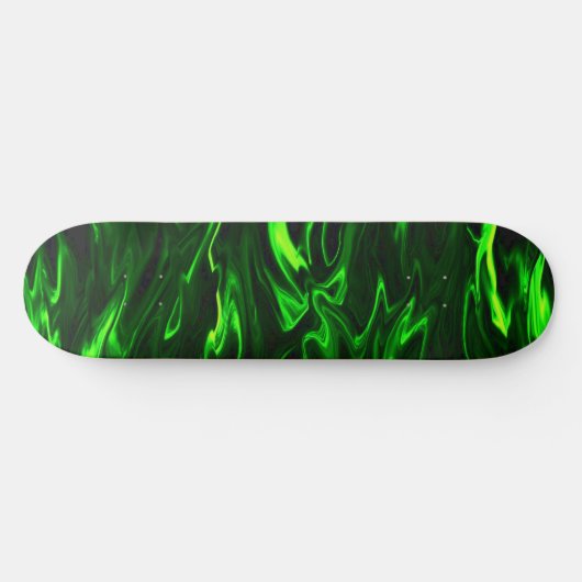 Green Flame Wave Skateboard Deck (Horizontal)