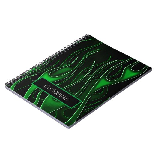 Green Flames Notebook Notizblock (Linke Seite)