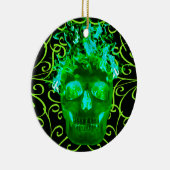 Green Flaming Skull Ornament (Rechts)