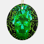 Green Flaming Skull Ornament (Links)