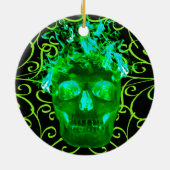 Green Flaming Skull Ornament (Hinten)
