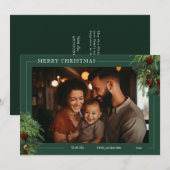 Green Flat Holiday Card mit Foto Feiertagskarte (Vorne/Hinten)