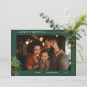 Green Flat Holiday Card mit Foto Feiertagskarte (Stehend Vorderseite)