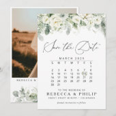 Green Flat Save the Date-Karte für Dusty Sage Date (Vorne/Hinten)