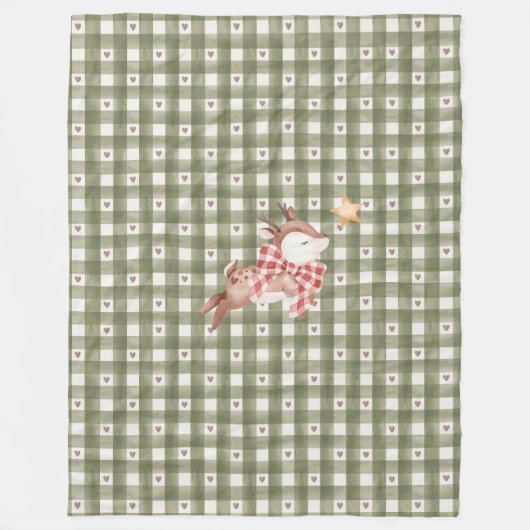 Green Fleece Blanket mit Rentier (Vorderseite)