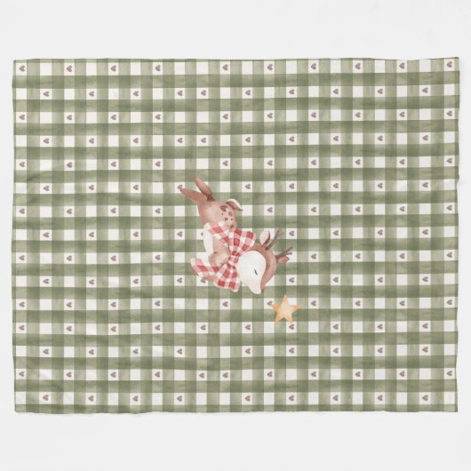 Green Fleece Blanket mit Rentier (Vorderseite (Horizontal))