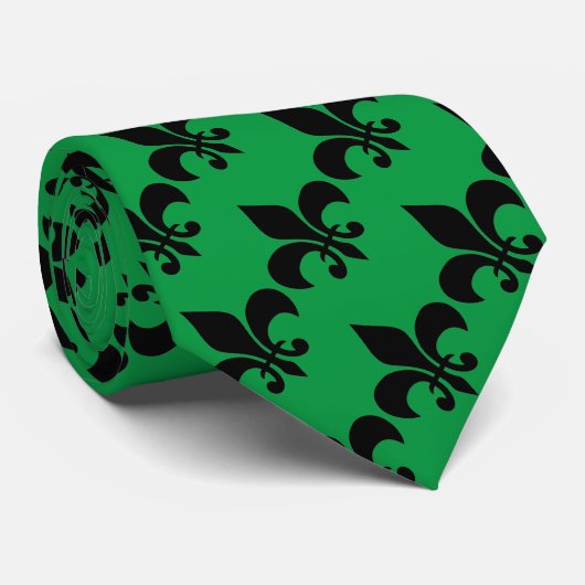 Green Fleur de Lis Krawatte (Gerollt)