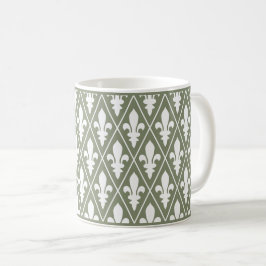 Green Fleur-de-Lys Lattice Coffee Tasse