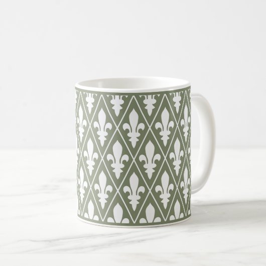 Green Fleur-de-Lys Lattice Coffee Tasse (VorderseiteRechts)