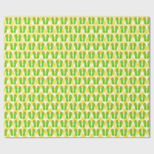 Green Flip Flops auf Gingham Geschenkpapier (Flach)