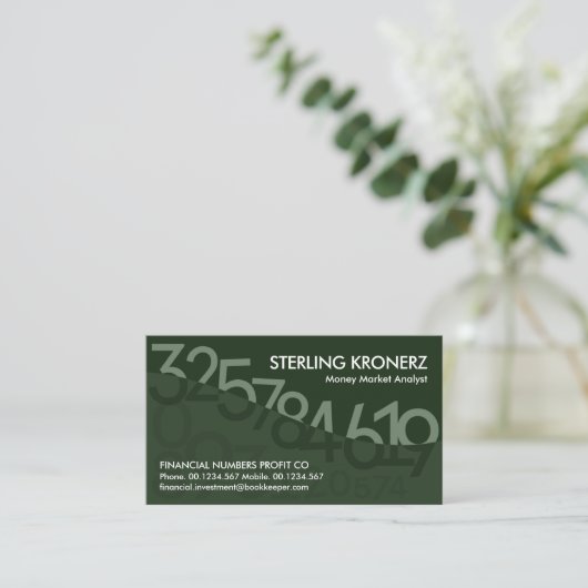 Green Floating Numbers Wave Dollar Visitenkarte (Stehend Vorderseite)