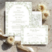 Green Floral and Bird Toile Enclosure Cards Begleitkarte