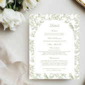 Green Floral and Bird Toile Enclosure Cards Begleitkarte