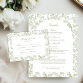 Green Floral and Bird Toile Enclosure Cards Begleitkarte