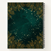 Green Floral and Gold Spiral Notebook Notizblock (Rückseite)