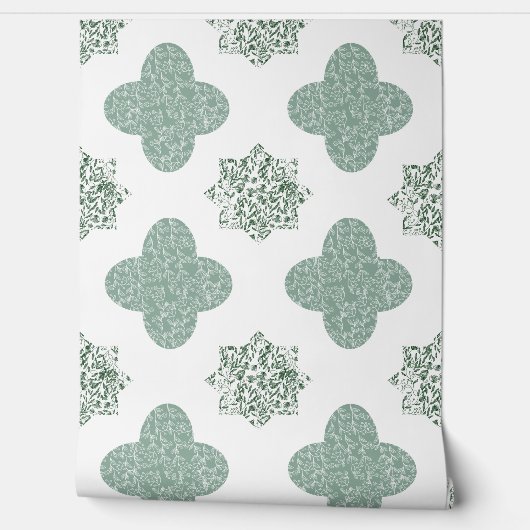 Green Floral Arabesque Wallpaper Tapete (Abrollen)