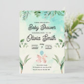 Green Floral Baby Shower, Spring Baby Shower  Einladung (Stehend Vorderseite)