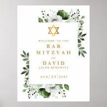 Green Floral Bar Mitzvah Bat Mitzvah Begrüßungszei